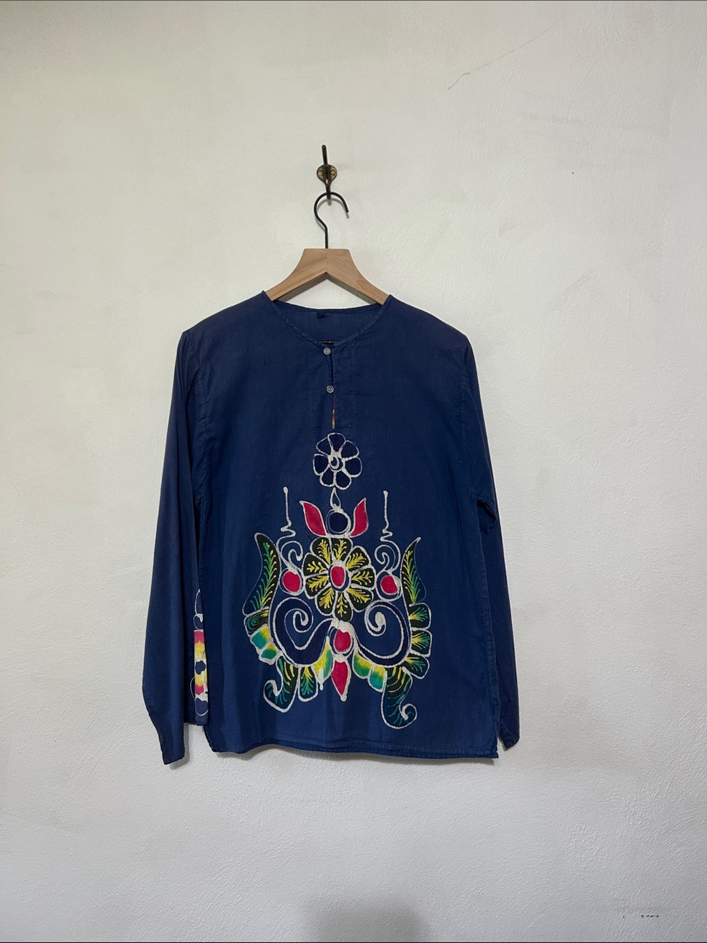 Vintage 70's Hand Painted Long Sleeve Top | Indian Design